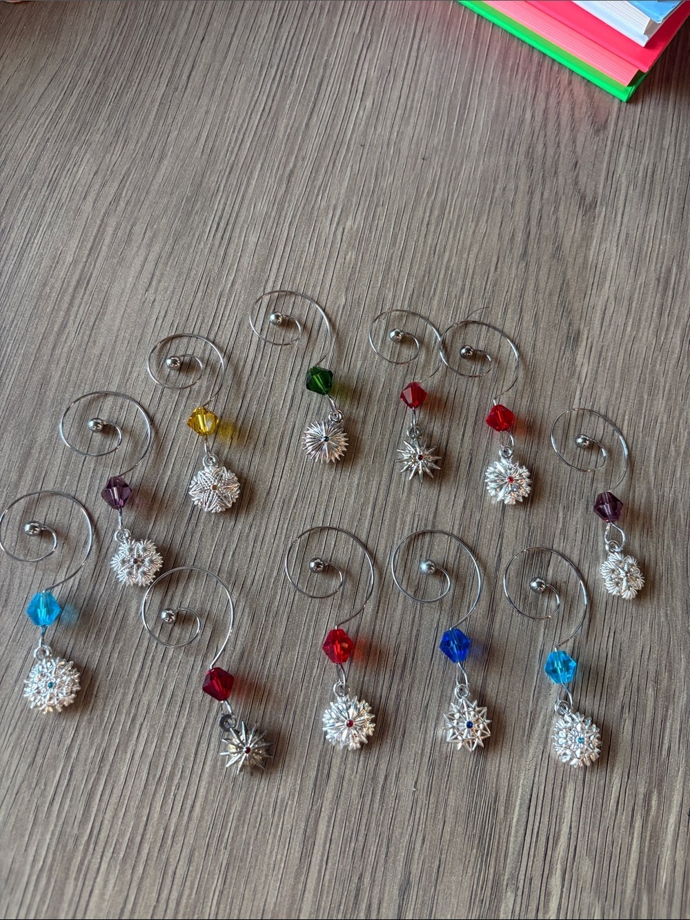 Waterford Crystal Multicolor Starburst Wine Glass Charms - Set of 11 - Picture 4 of 4